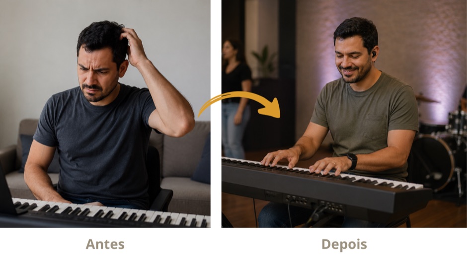 Antes e depois: do acorde simples ao louvor cheio