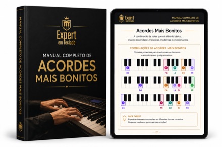 Mockup do Manual Completo de Acordes do Expert em Teclado